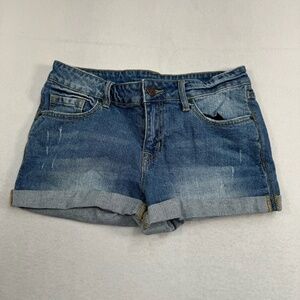 BDG Rolled Hem Denim Jean Shorts Womens Size 28 Medium Blue Mid Rise